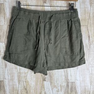 Gap Shorts Womens Size M Green Linen Blend Lightweight Drawstring Waistband